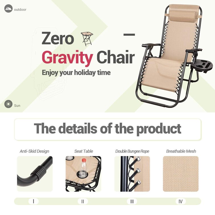 Gavyn Reclining/Folding Zero Gravity Chair with Cushion