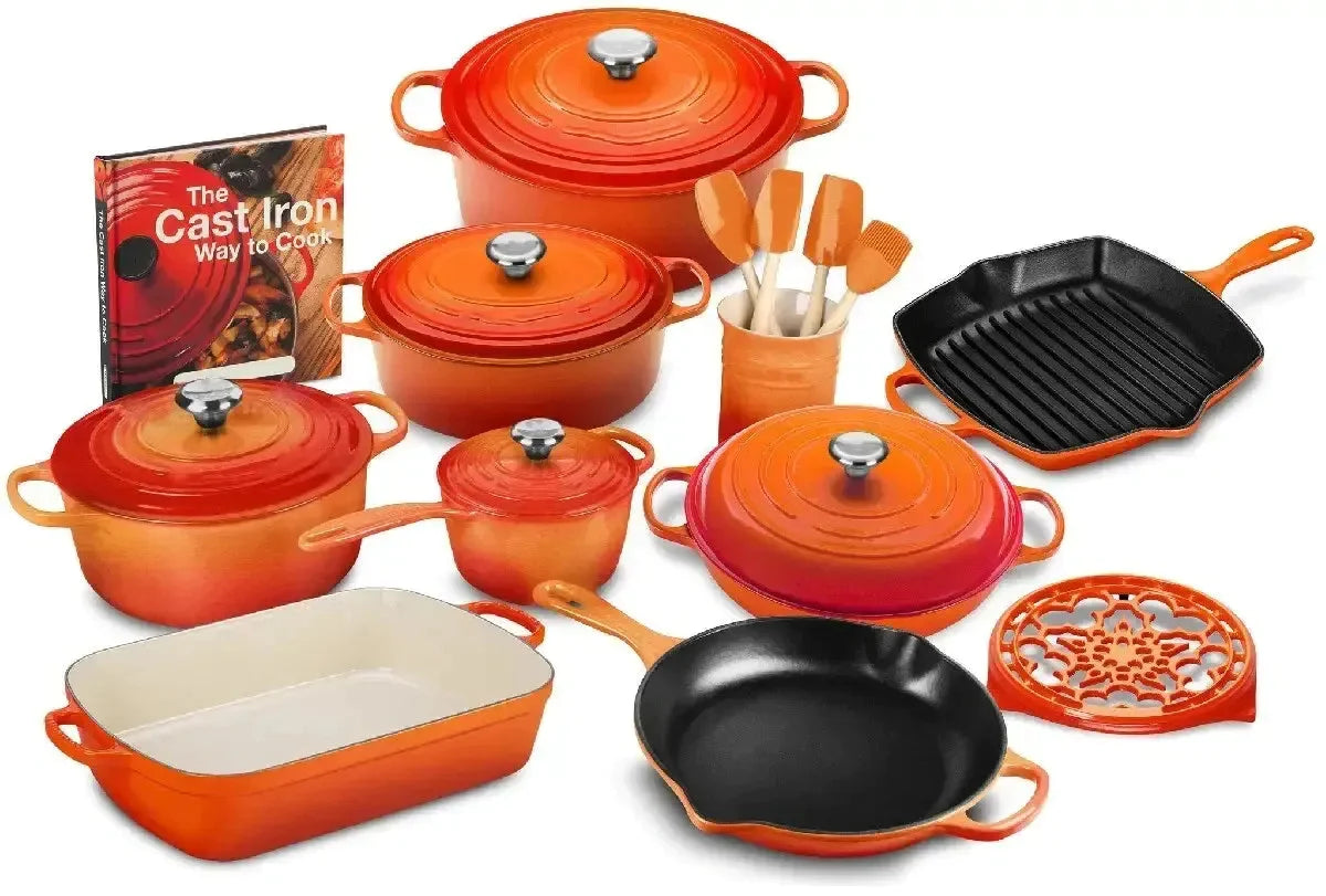 🔥Le Creuset Cookware Cast Iron Pots And Pans Dinnerware Ultimate Set 100 Pieces!