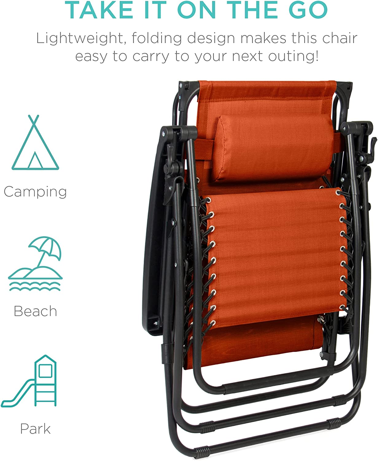 Folding Zero Gravity Outdoor Recliner Patio Lounge Chair w/Adjustable Canopy Shade, Headrest, Side Accessory Tray, Textilene Mesh - Beige