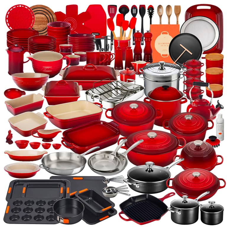 🔥Le Creuset Cookware Cast Iron Pots And Pans Dinnerware Ultimate Set 100 Pieces!