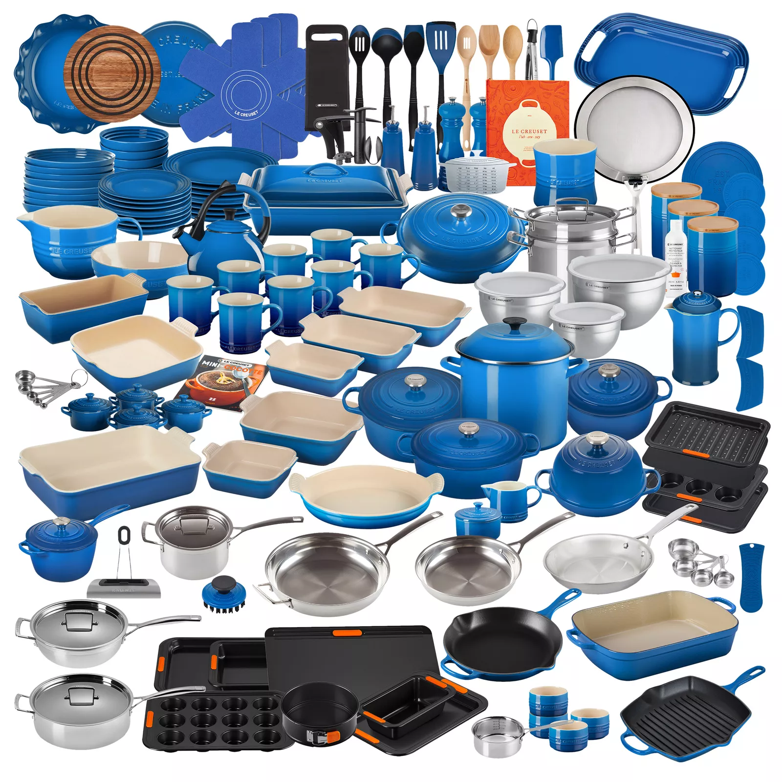🔥Le Creuset Cookware Cast Iron Pots And Pans Dinnerware Ultimate Set 100 Pieces!