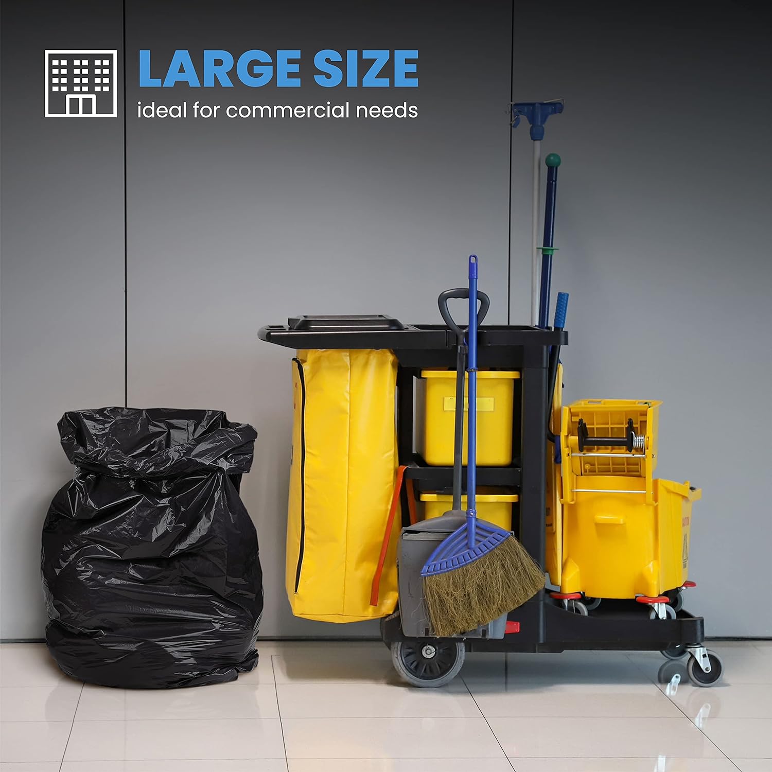 ToughBag 55 Gallon Trash Bags, 55-60 Gallon Trash Bags Heavy Duty (50 COUNT) - Large Black Trash Bags, 50-60 Gallon Garbage Bags for Contractors, Commercial, and Lawn, 35 x 55