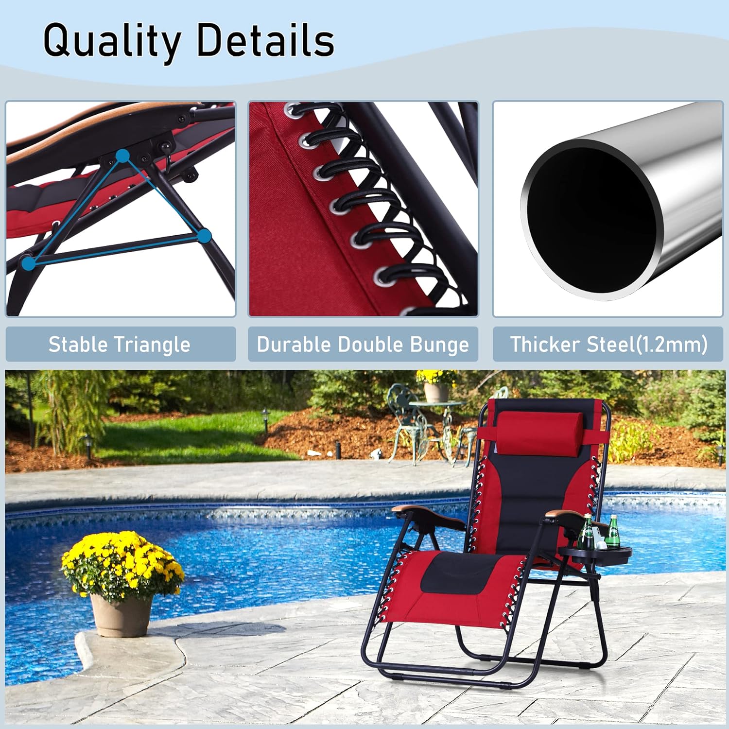 BUY 1 GET 1 FREEOversize XL Padded Zero Gravity Lounge Chair Wide Armrest Adjustable Recliner with Cup Holder