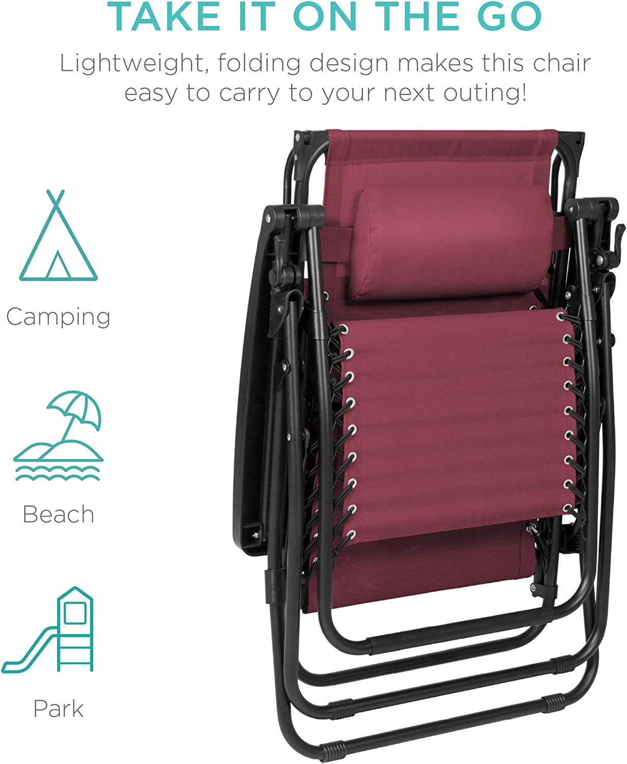 Folding Zero Gravity Outdoor Recliner Patio Lounge Chair w/Adjustable Canopy Shade, Headrest, Side Accessory Tray, Textilene Mesh - Beige