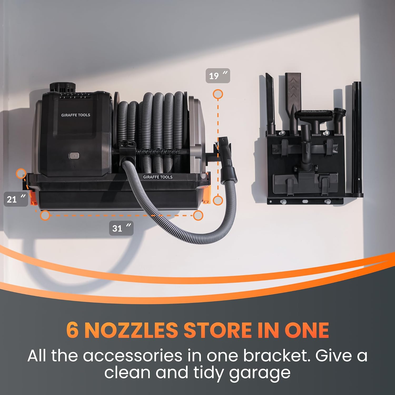 Wall-Mounted Vacuum Cleaner with 30 FT Retractable Hose