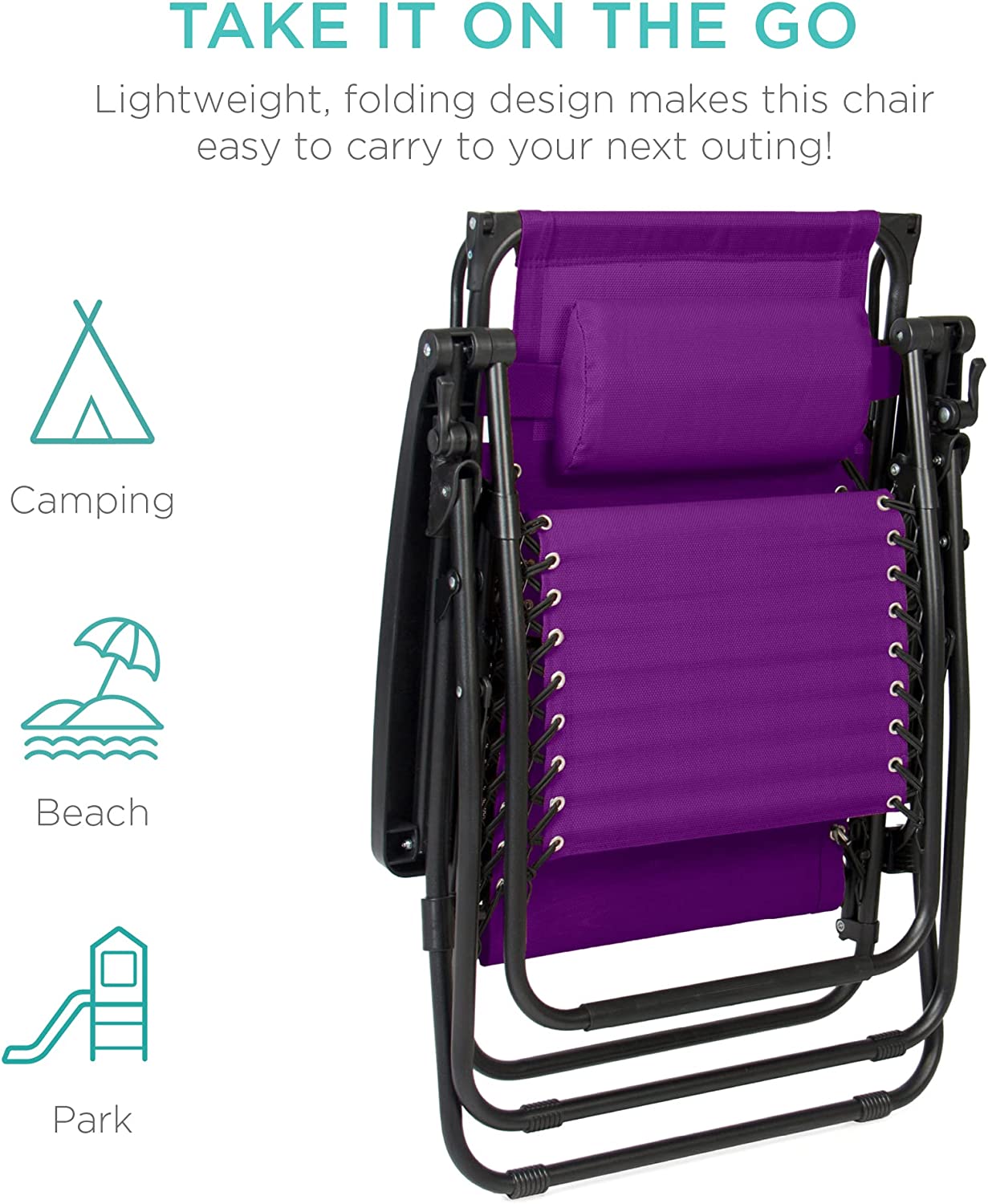 Folding Zero Gravity Outdoor Recliner Patio Lounge Chair w/Adjustable Canopy Shade, Headrest, Side Accessory Tray, Textilene Mesh - Beige