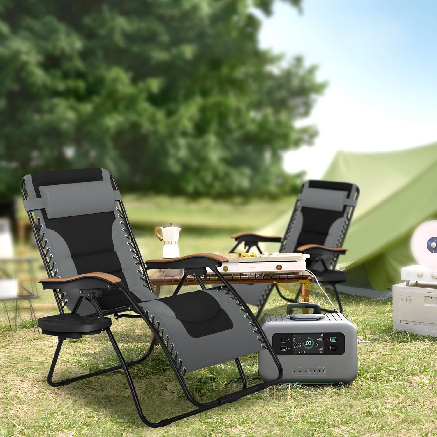 BUY 1 GET 1 FREEOversize XL Padded Zero Gravity Lounge Chair Wide Armrest Adjustable Recliner with Cup Holder