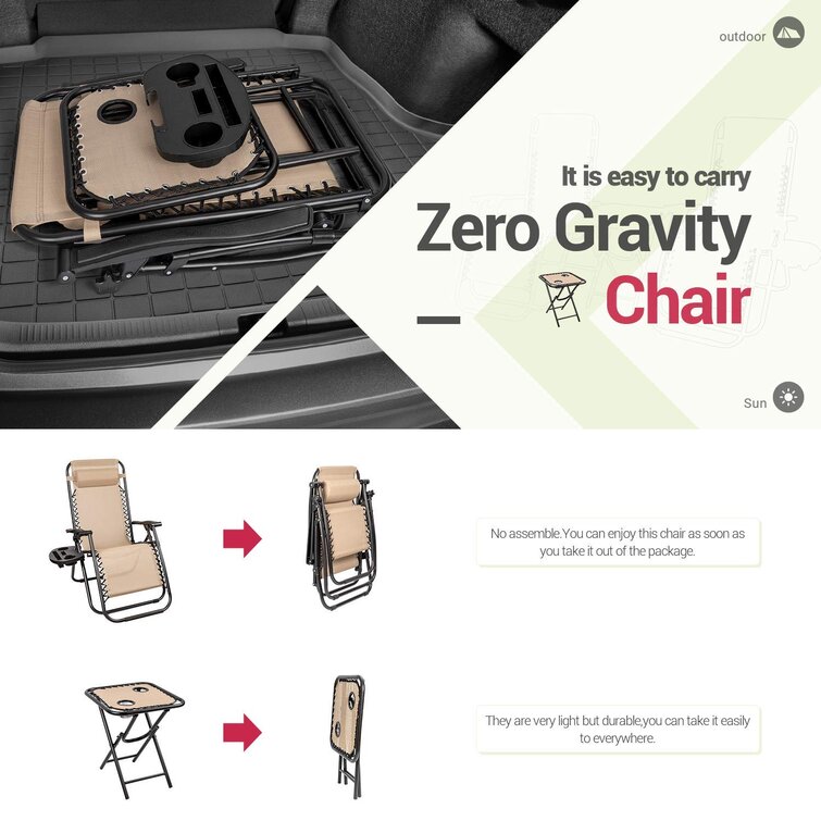 Gavyn Reclining/Folding Zero Gravity Chair with Cushion
