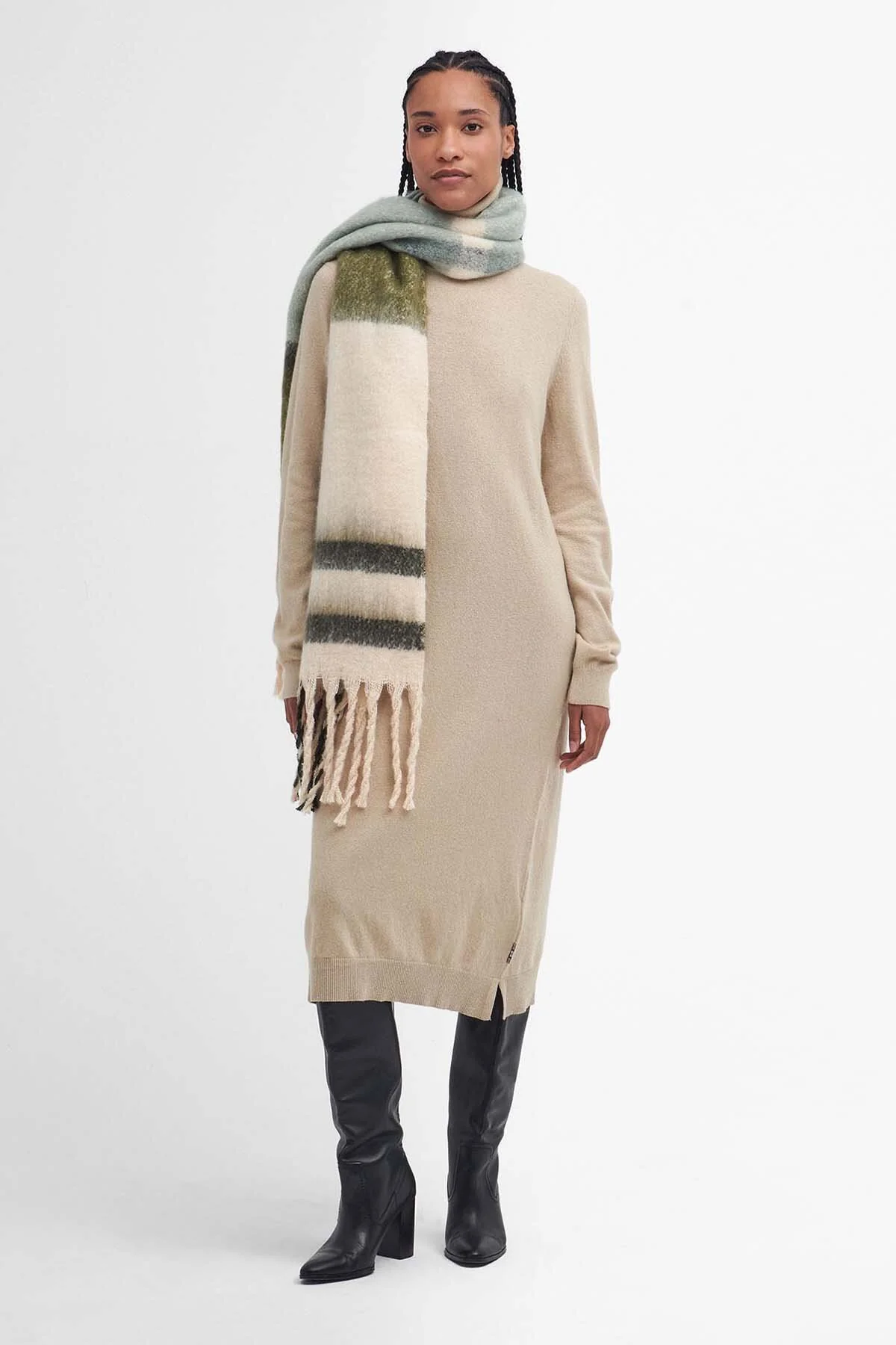 Isla Tartan Boucle Scarf - SOFT MINT