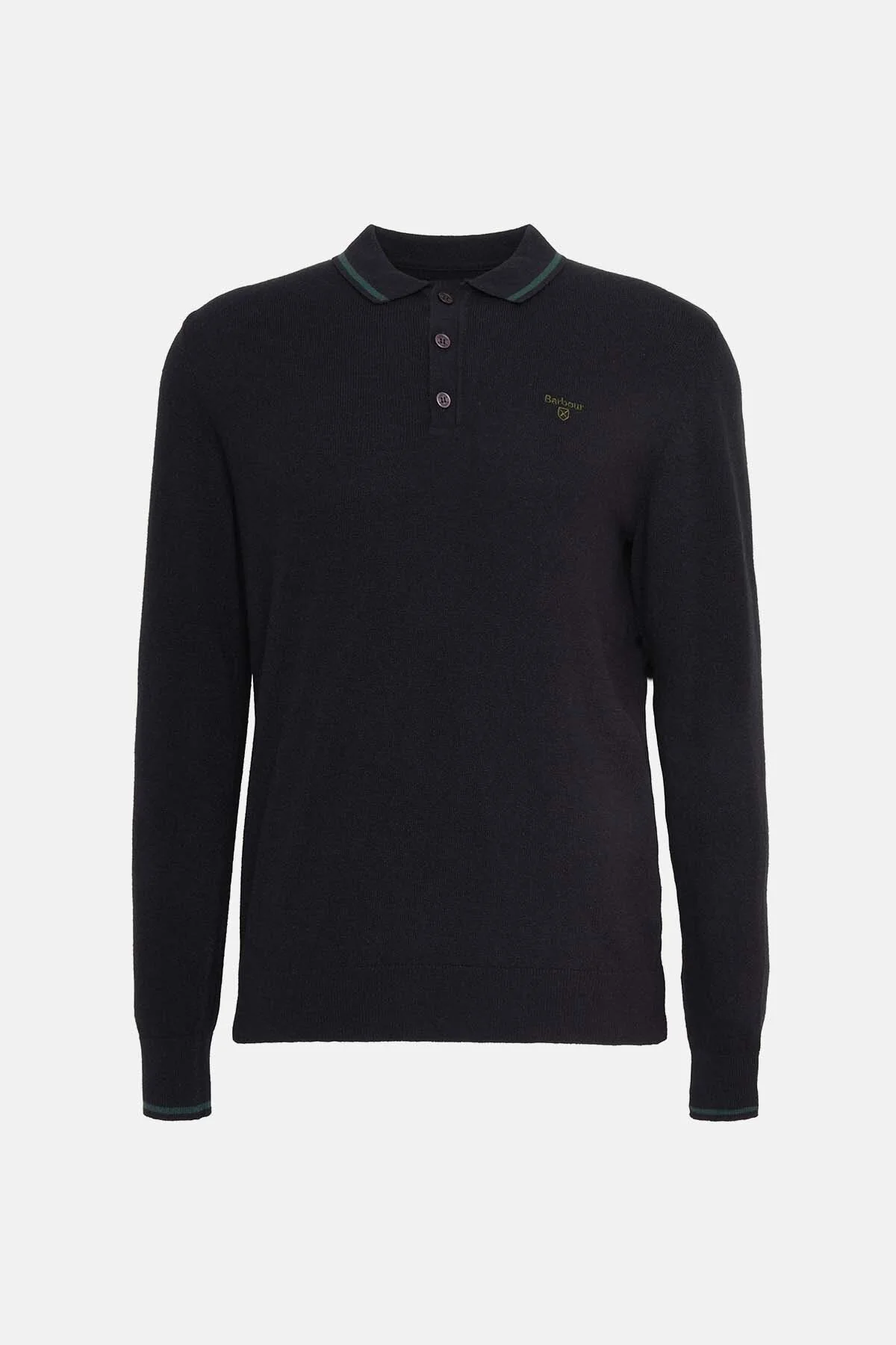 Nocton Knitted Long-Sleeved Polo Shirt - BLACK