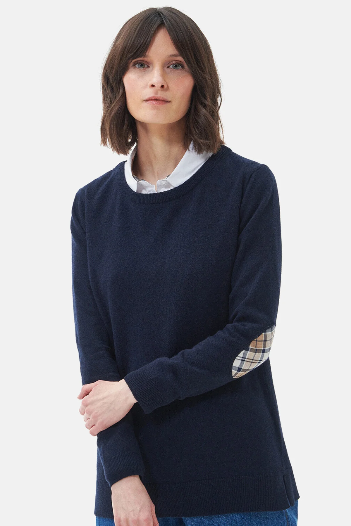 Pendle Crew Knit Sweatshirt - NAVY/FAWN
