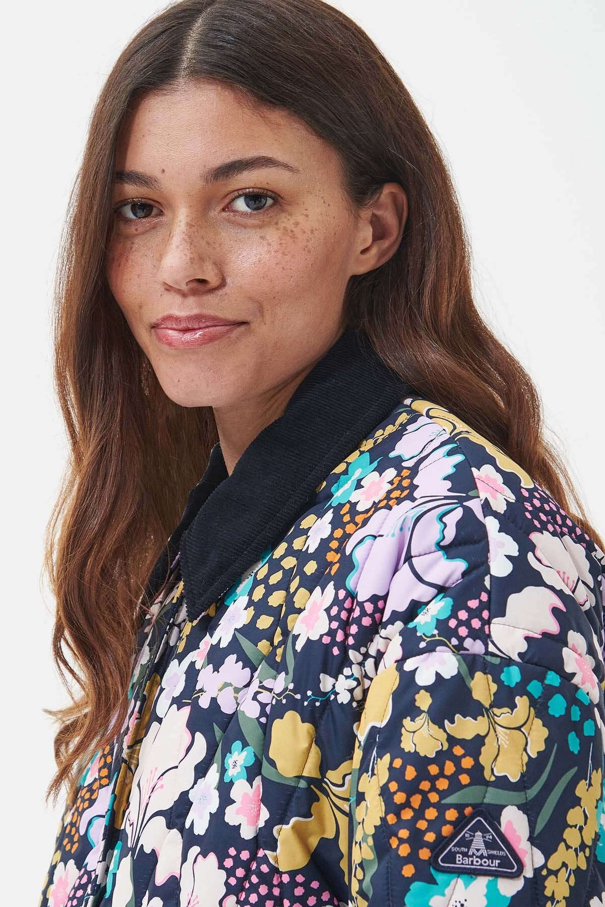 Printed delphinium quilt - BOTANICAL PRINT NAVY