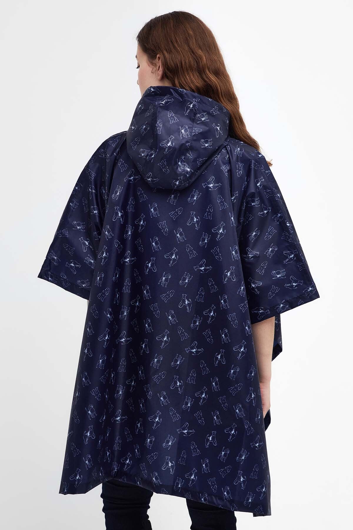 Dog-Print Showerproof Poncho - NAVY/CLOUD