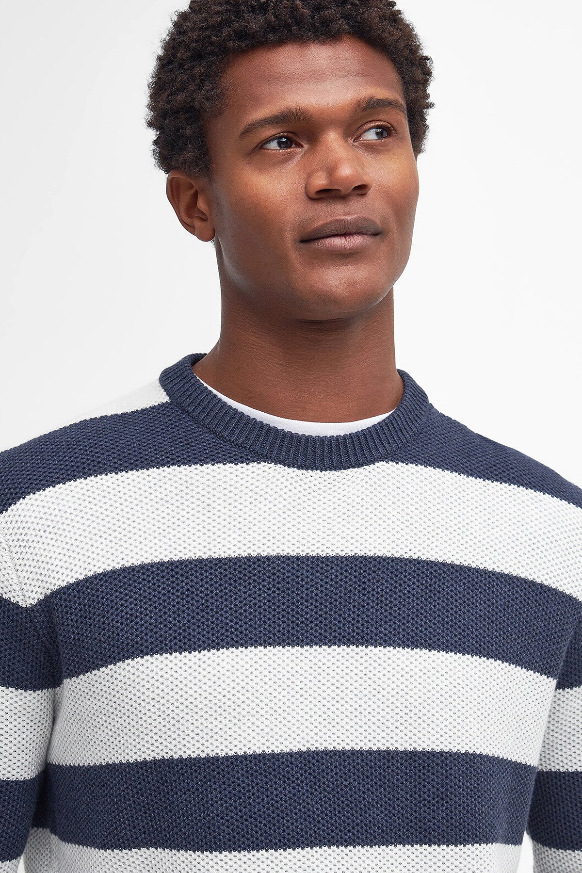 Craster Striped Crew Neck Jumper - NAVY