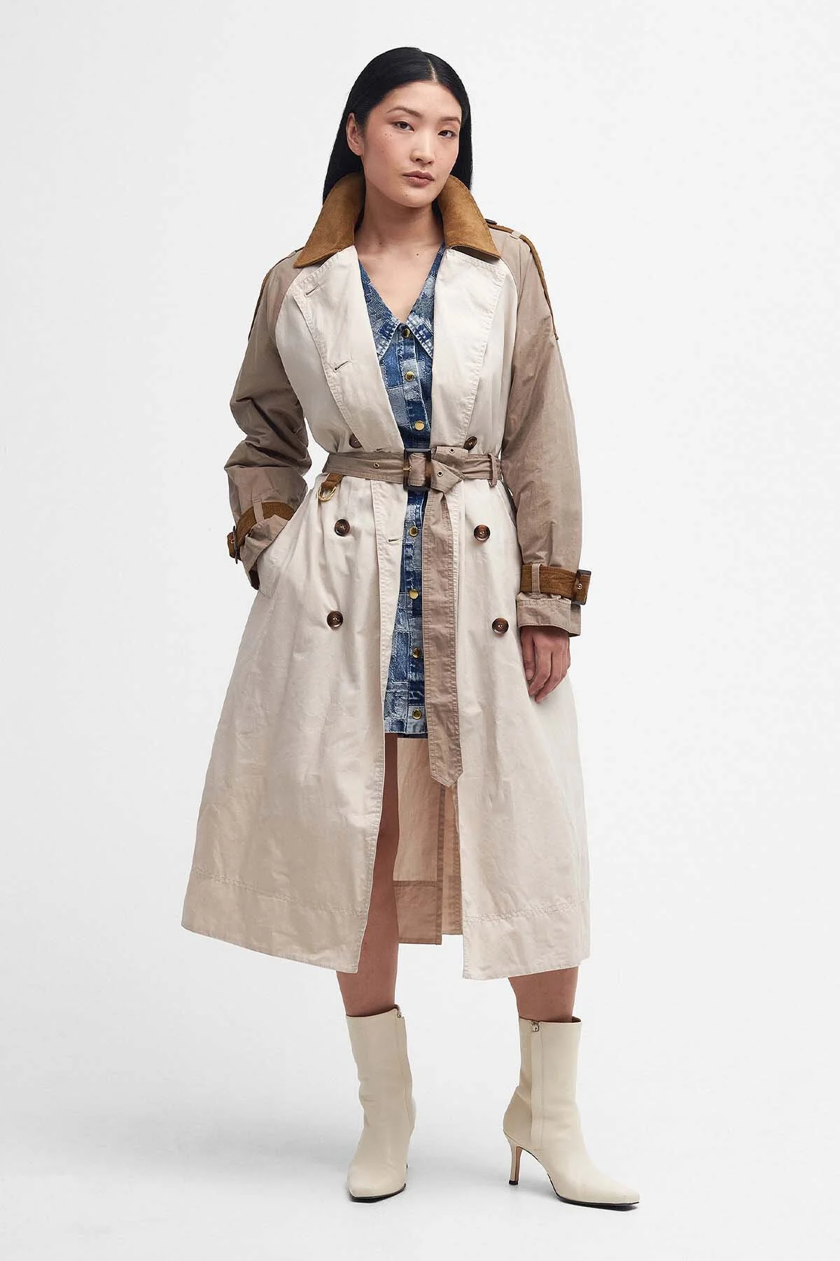 Ingleby Showerproof Trench Coat - OATMEAL/SUMMER NAVY