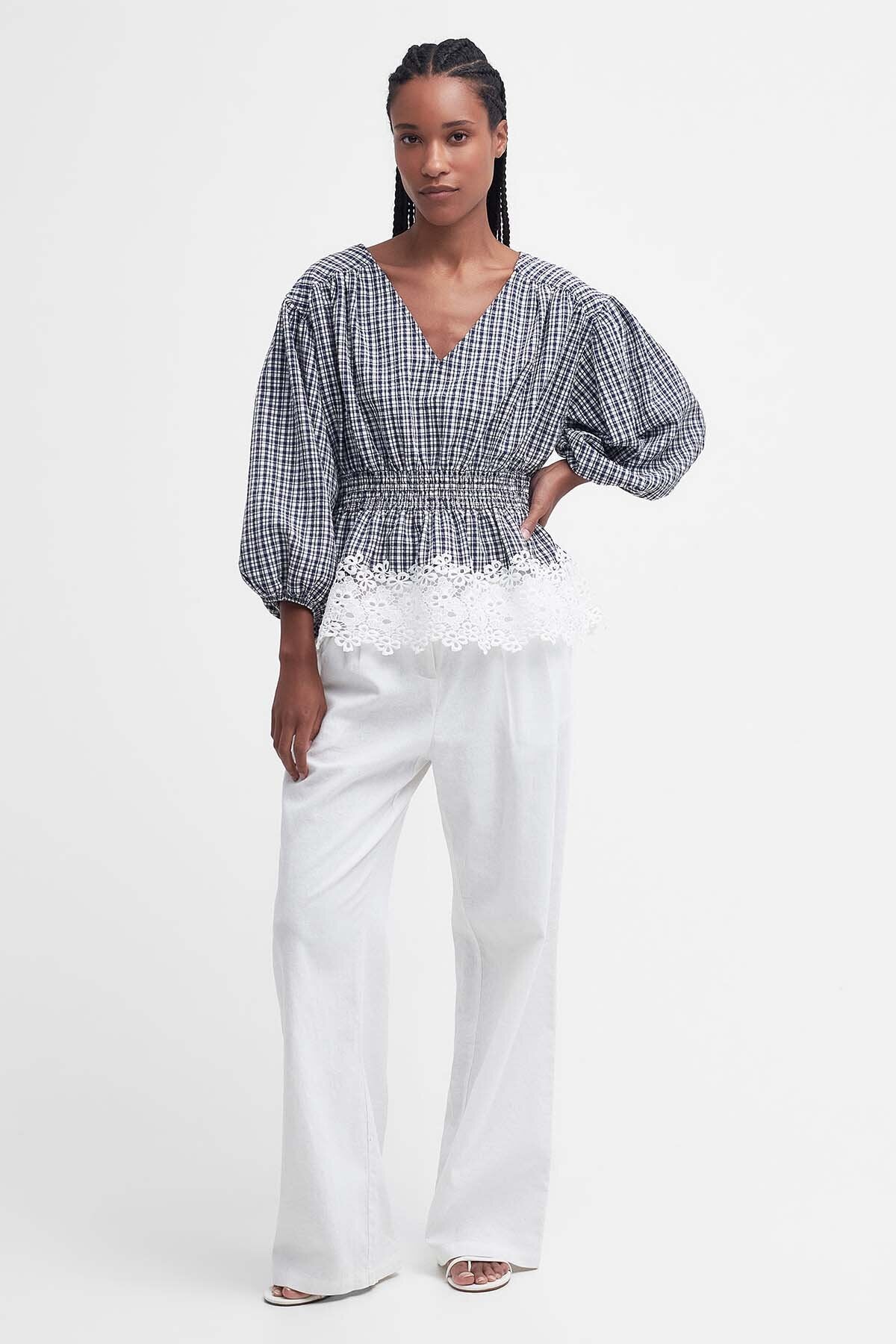 Glamis Blouse - NAVY CHECK