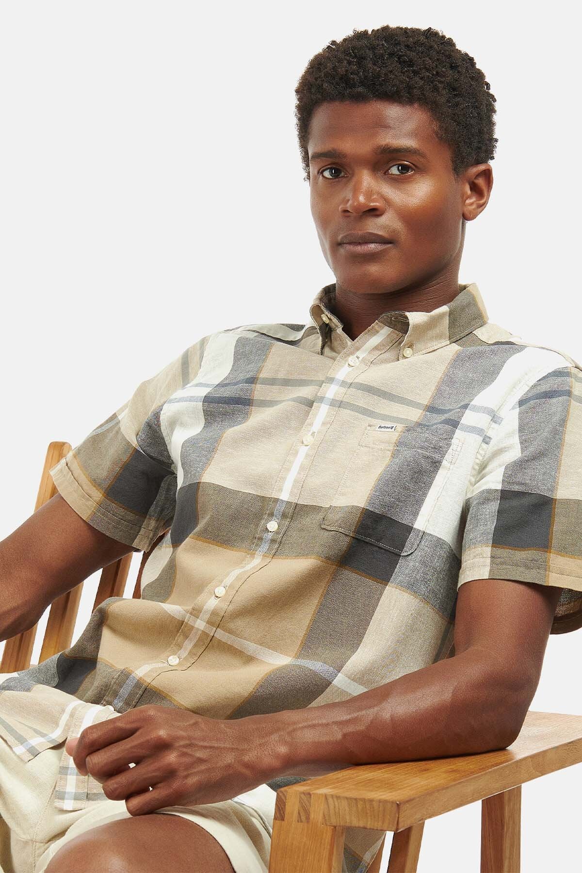Douglas Short Sleeve Tailored Shirt - AMBLE SAND TARTAN