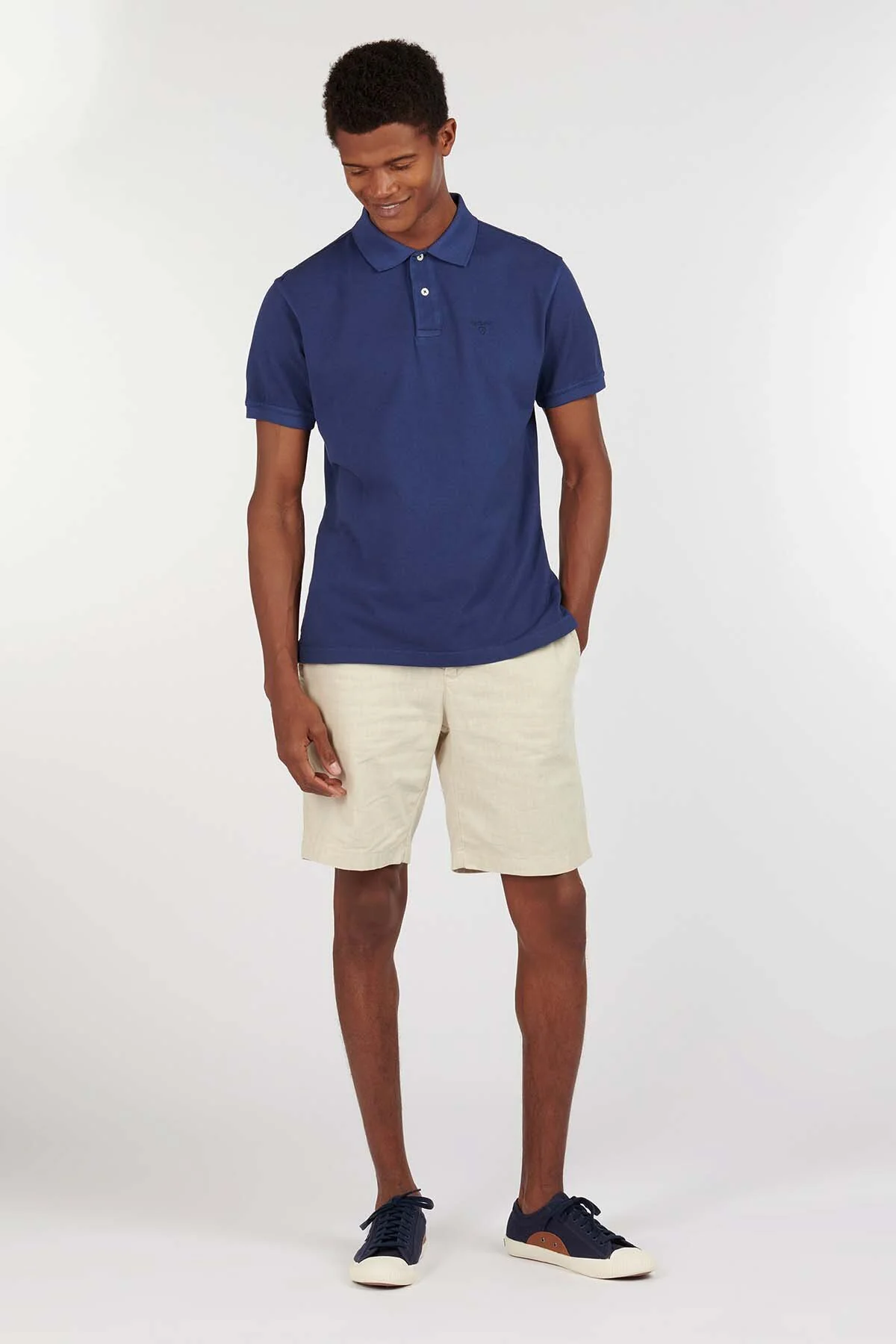 Washed-Out Sports Polo Shirt - NAVY
