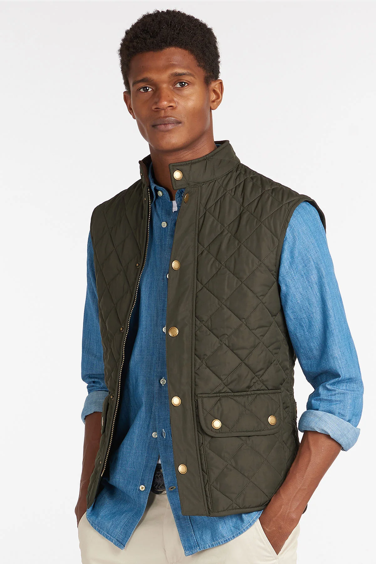 Classic Gilet with zip - SAGE