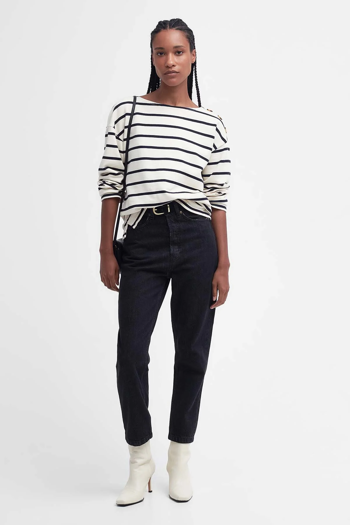 Caroline Striped Sweatshirt - ANTIQUE WHITE STRIPE
