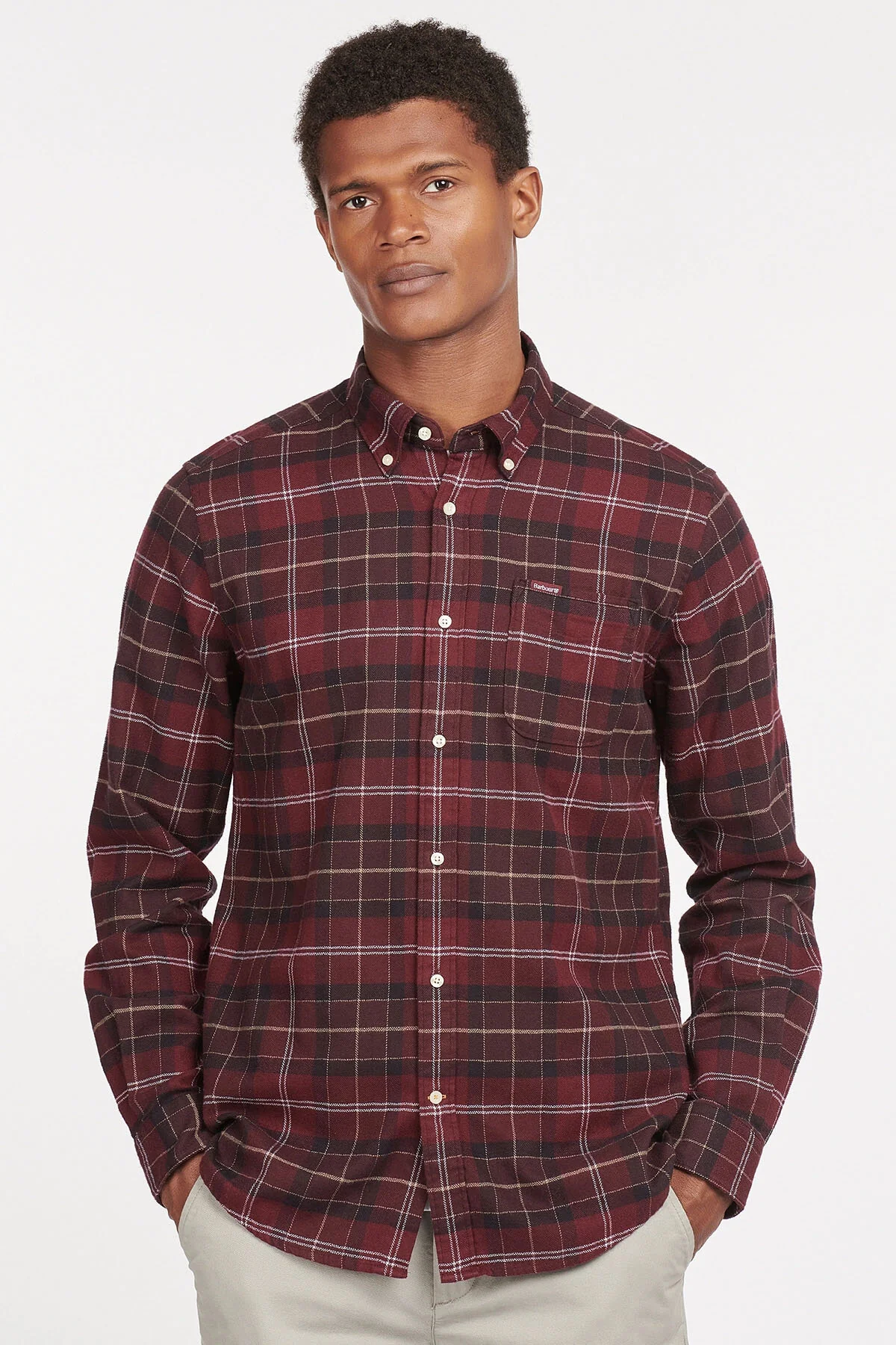 Shirt with breast pocket - WINTER RED TARTAN