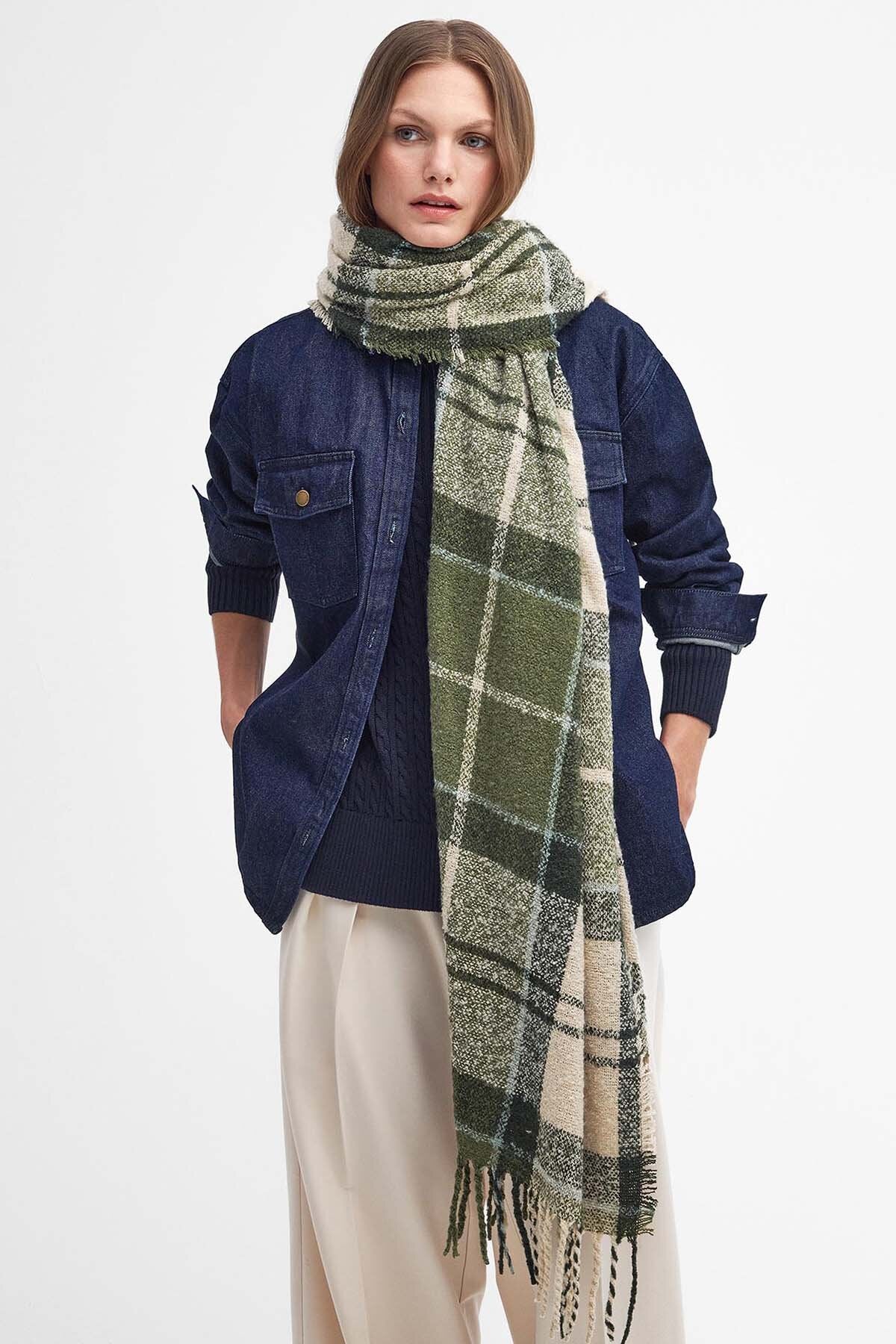 Tartan Boucle Scarf - ANCIENT LODEN