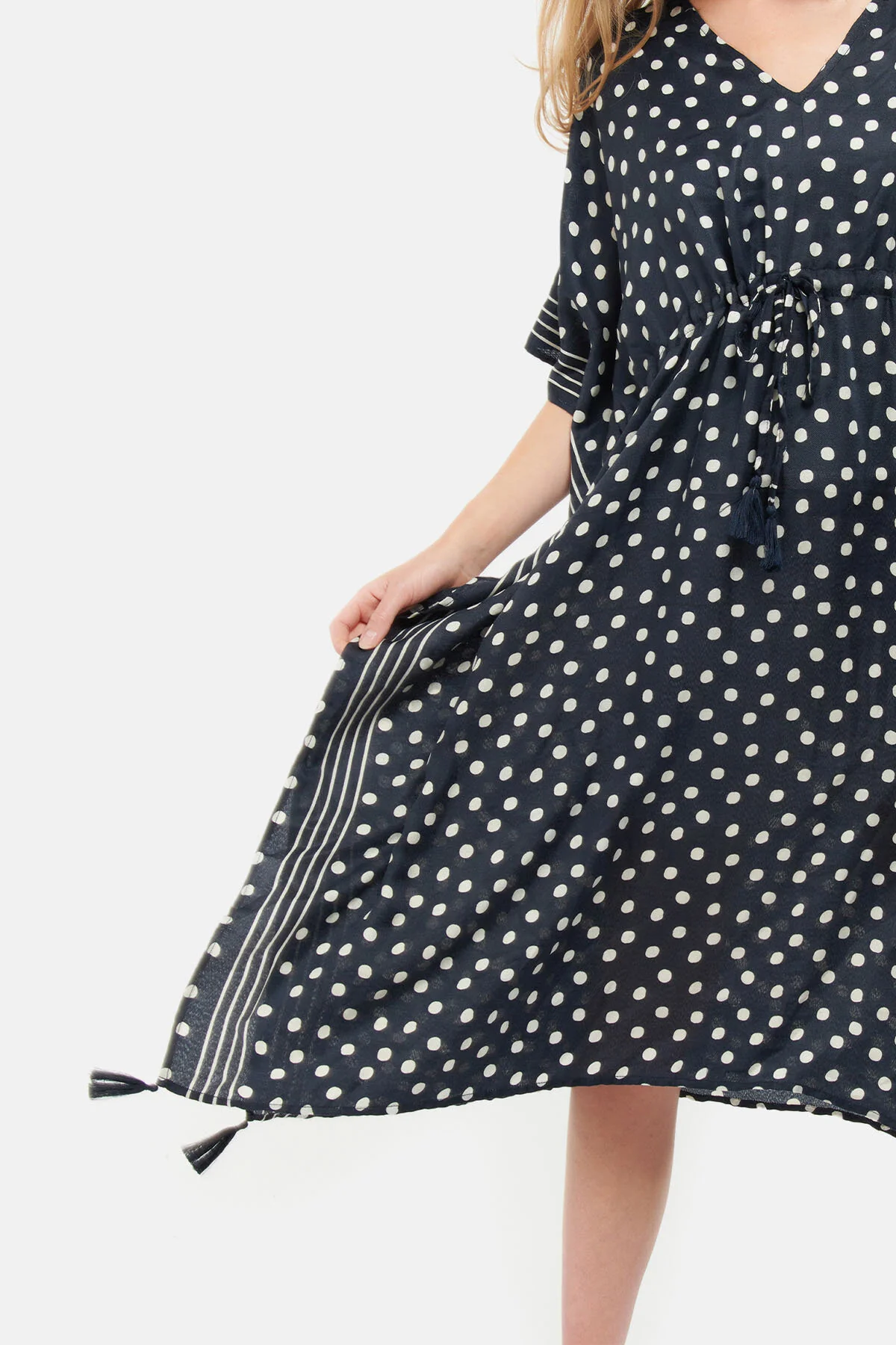 Polka Dot Beach Kaftan - NAVY