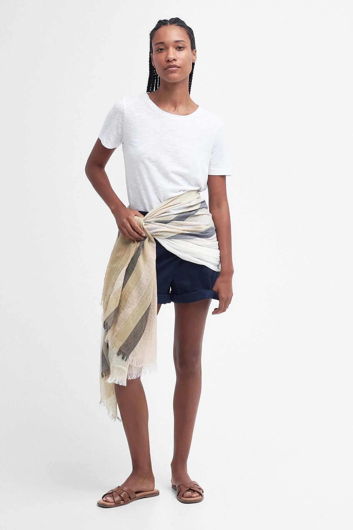 Bethany Striped Scarf - PRIMROSE HESSIAN