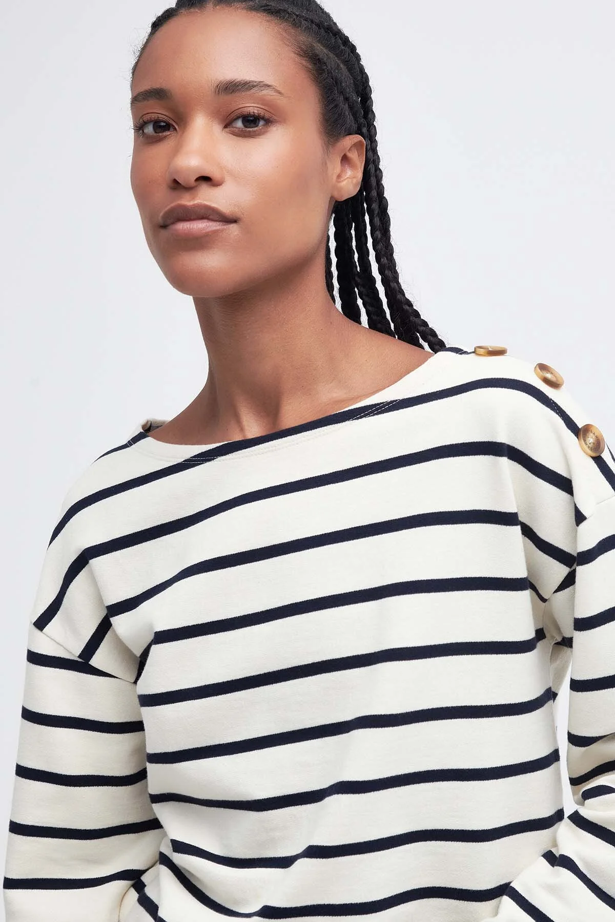 Caroline Striped Sweatshirt - ANTIQUE WHITE STRIPE