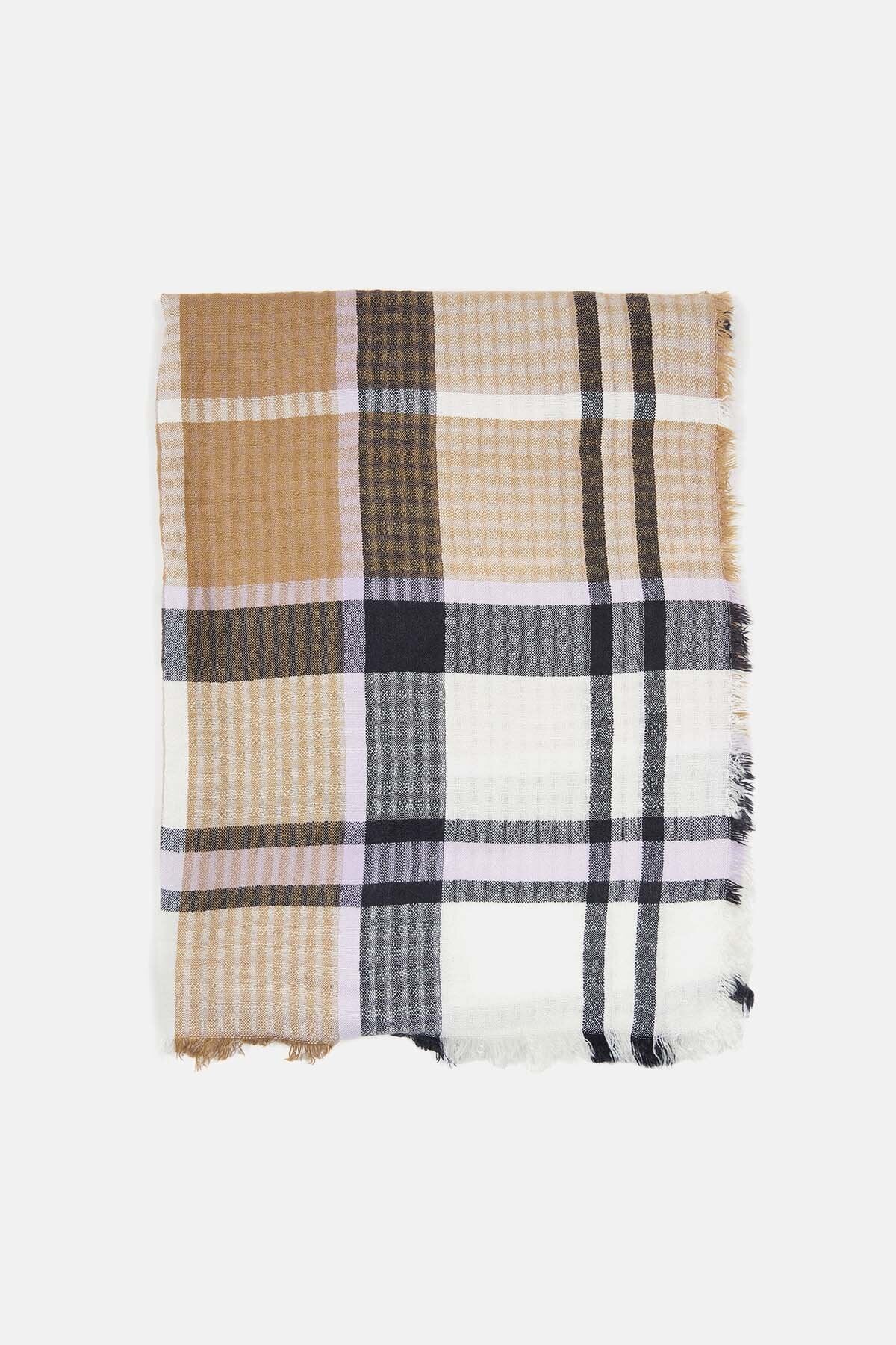 Faith Tartan Scarf - TRENCH NAVY
