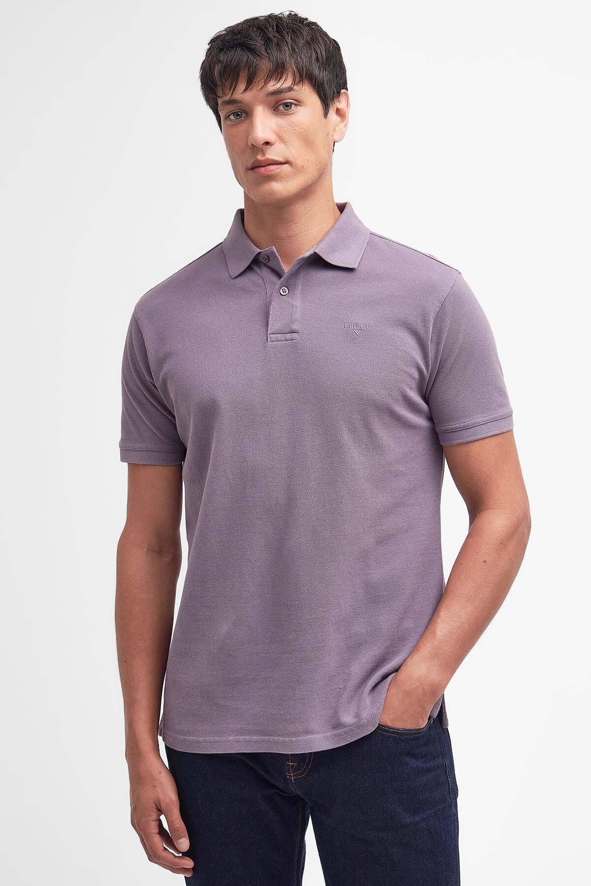 Washed-Out Sports Polo Shirt - PURPLE SLATE