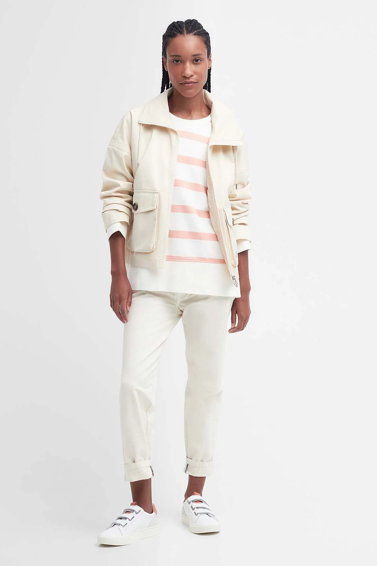 Longfield Striped Sweatshirt - CLOUD/SOFT APRICOT