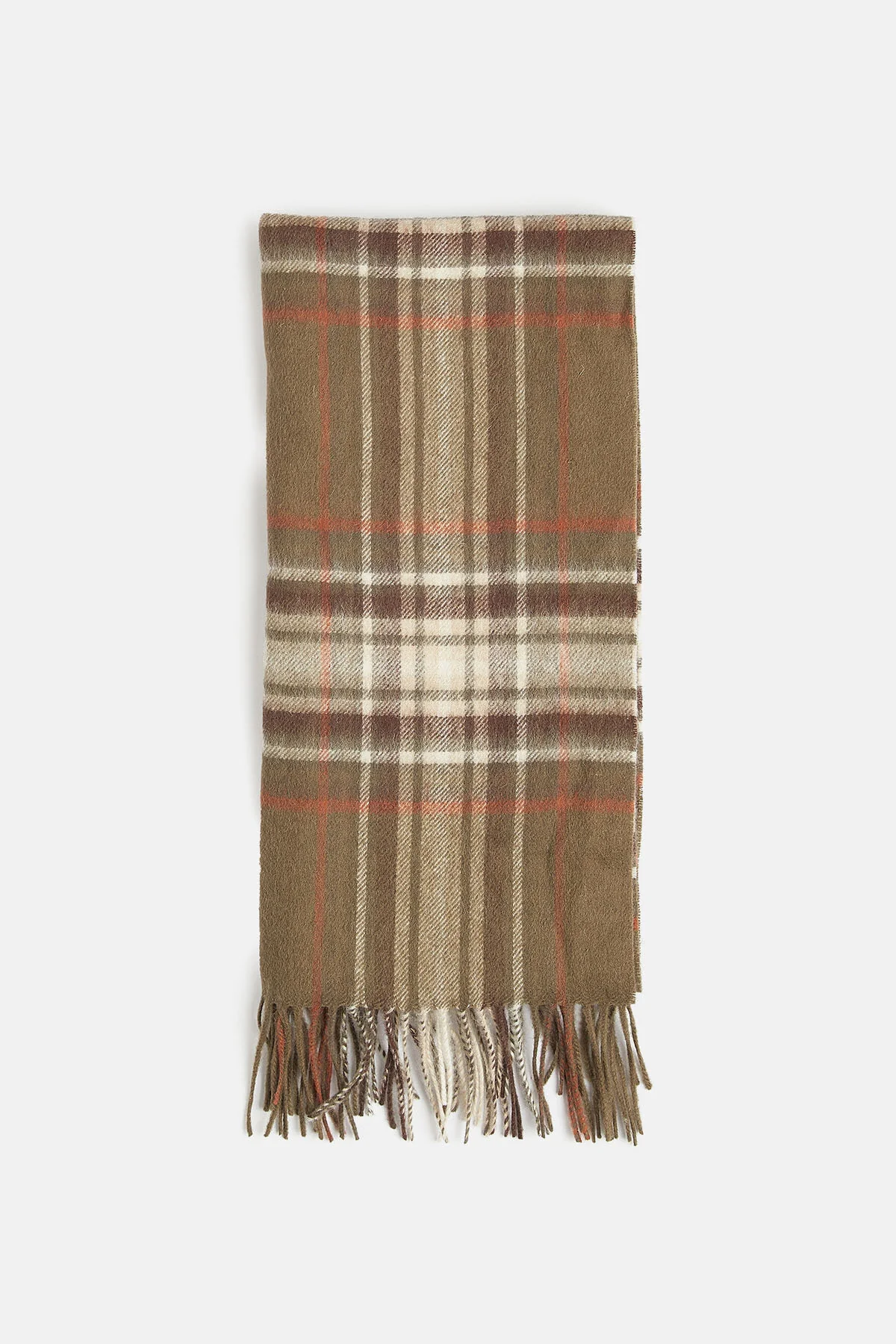 Torridon Check Scarf - OLIVE/WARM GINGER