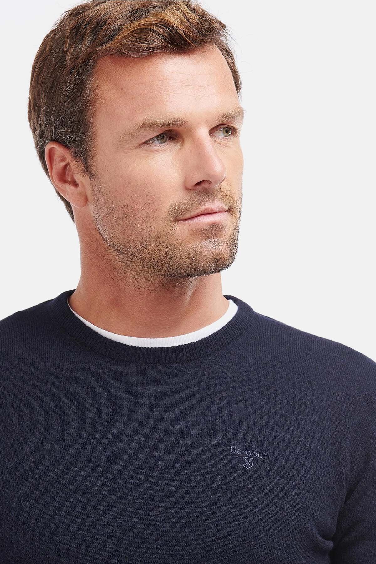 Crew Neck Wool Sweater - NAVY