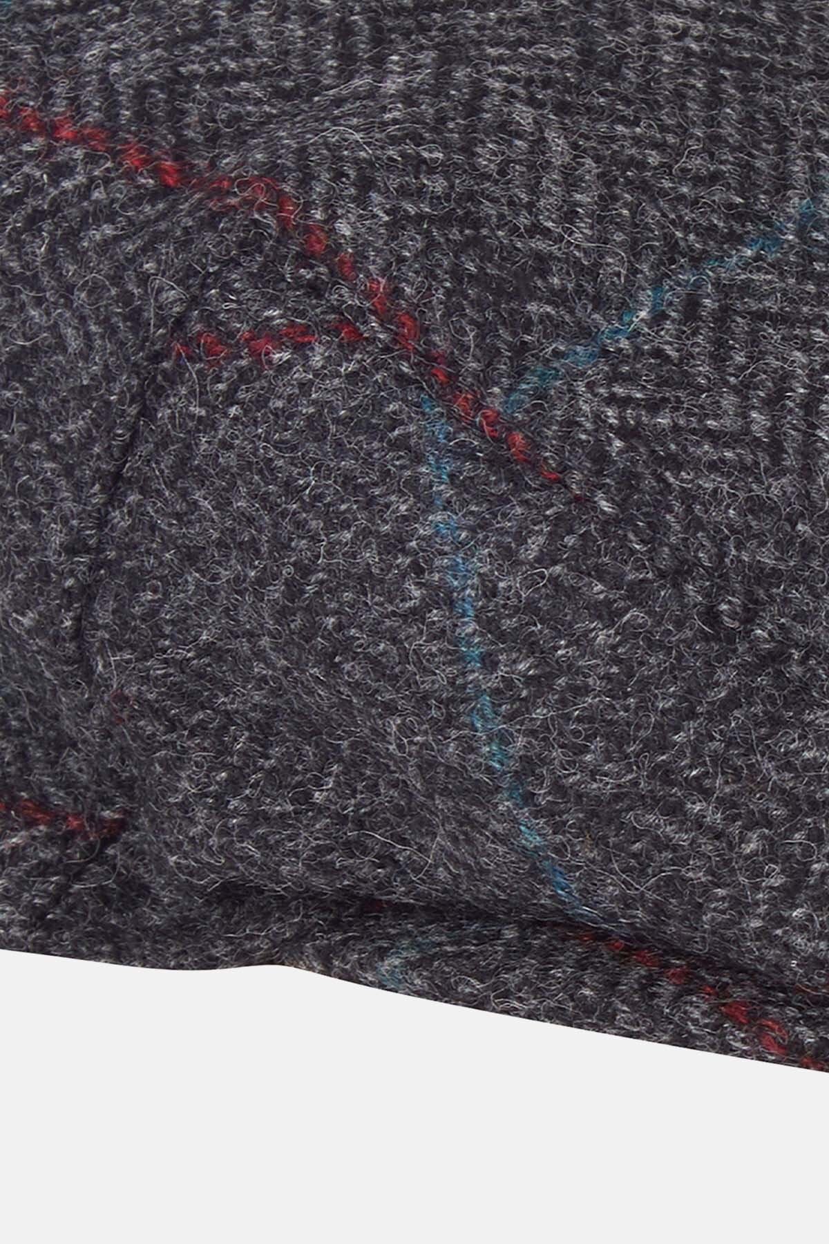 Crieff Flat Cap - CHARCOAL/RED/BLUE
