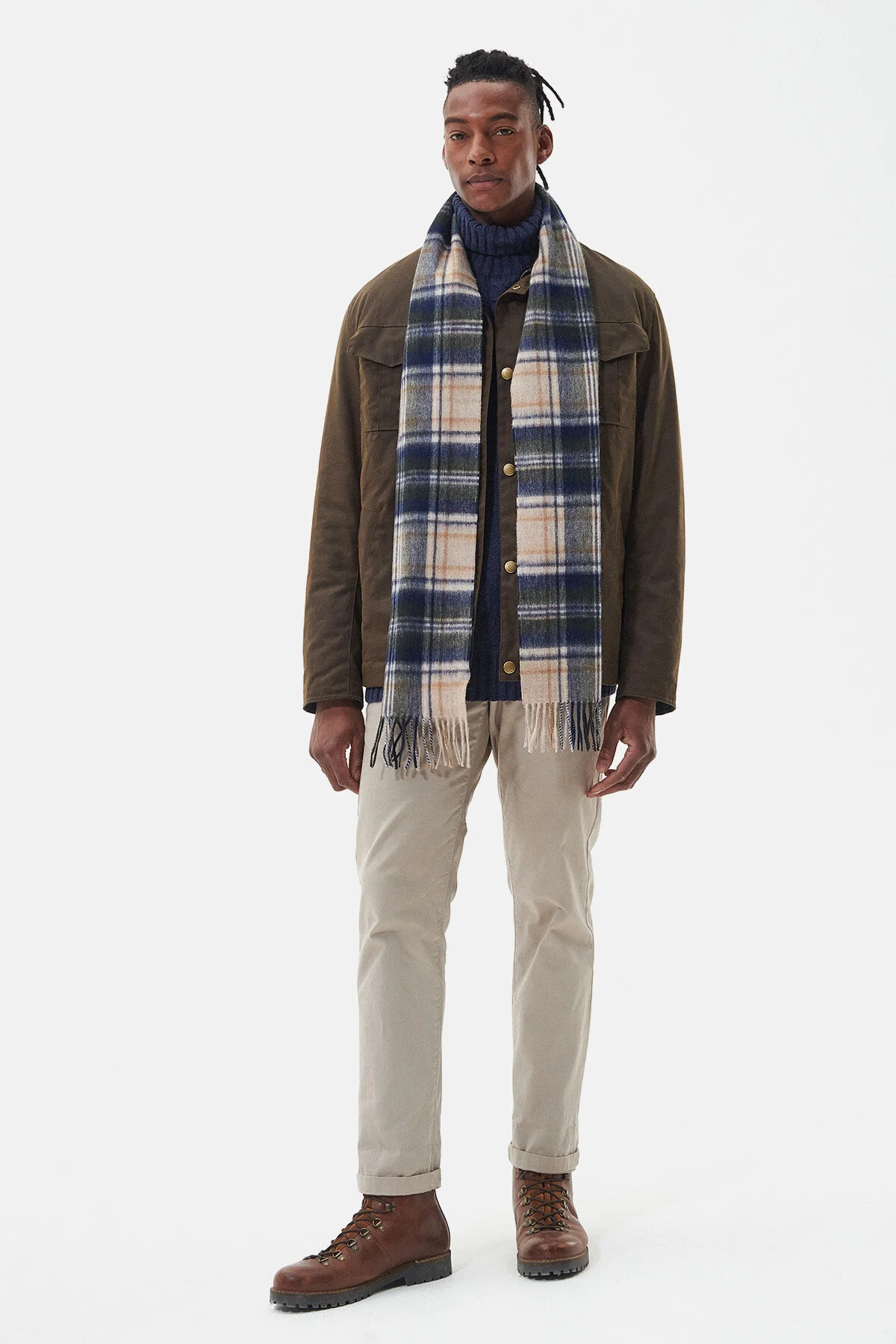 New Check Tartan Scarf - SAND BEIGE PLAID