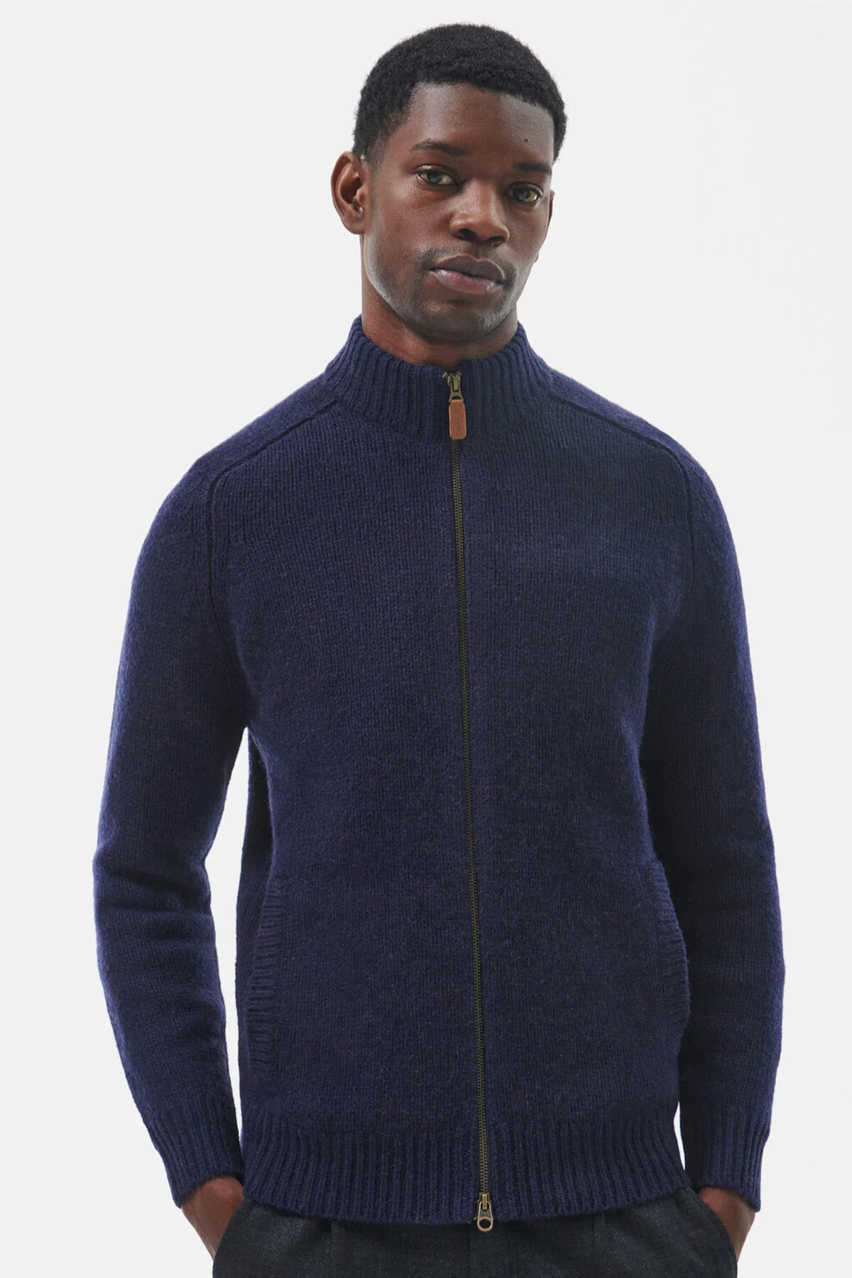 Calder Zip Through Jumper - NAVY