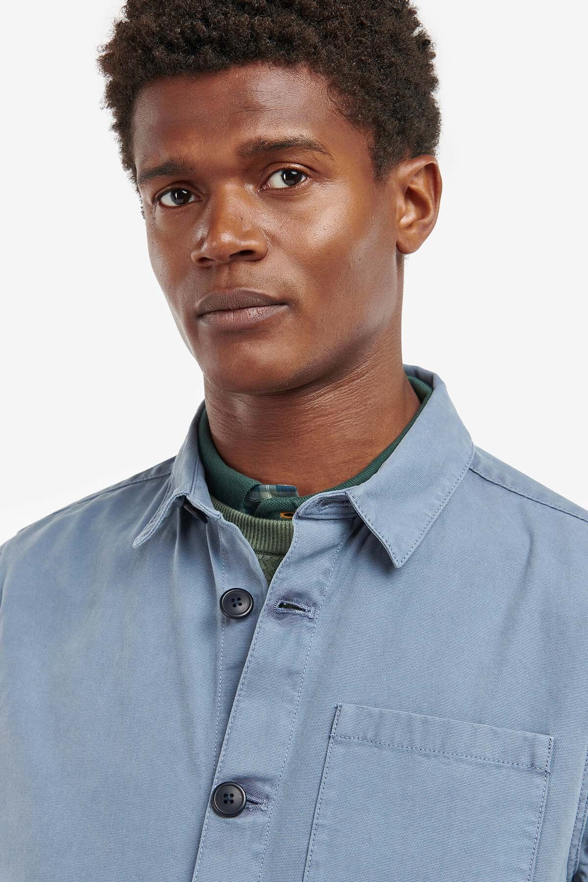 Washed Cotton Overshirt - WASHED BLUE