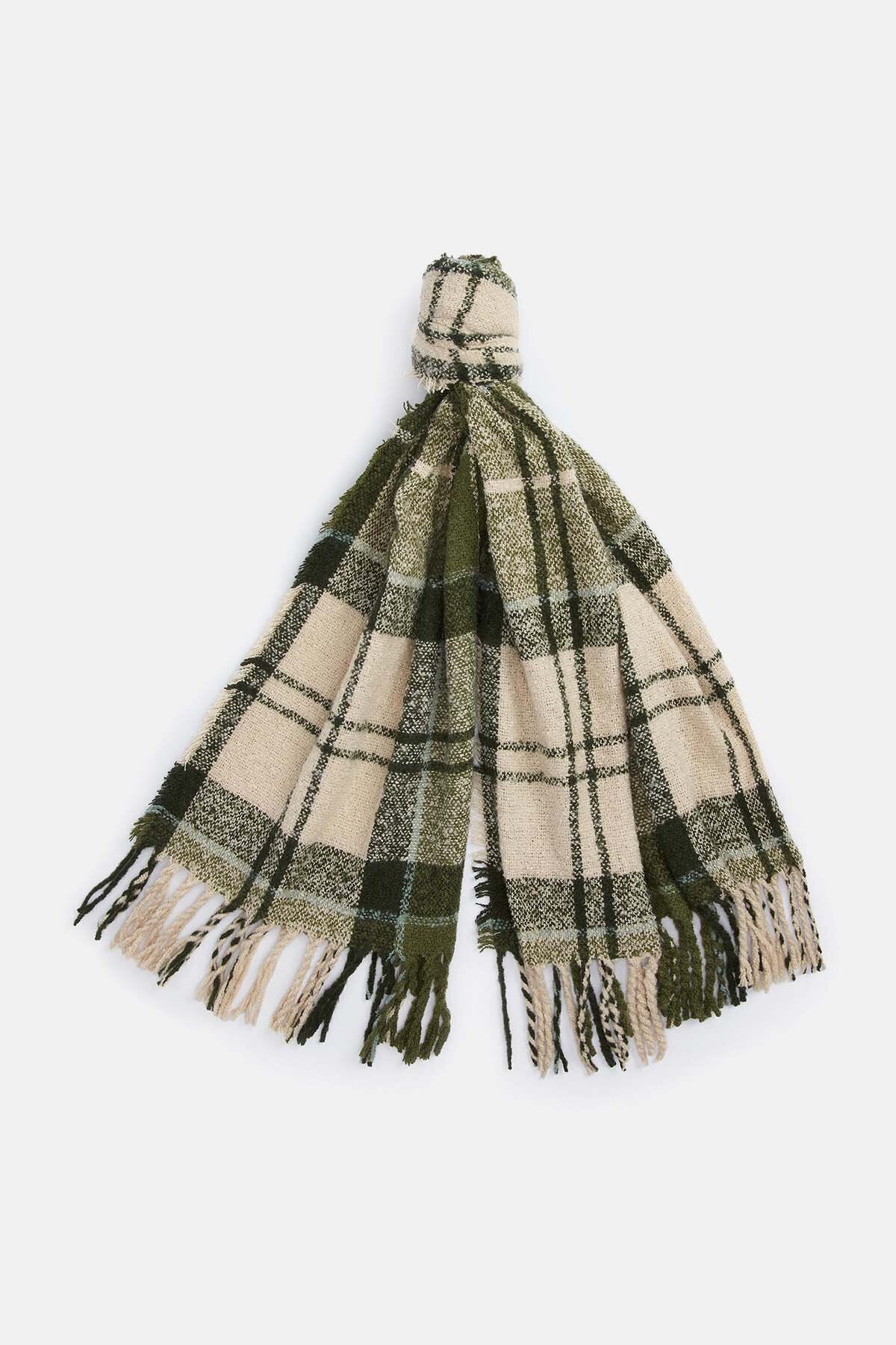 Tartan Boucle Scarf - ANCIENT LODEN