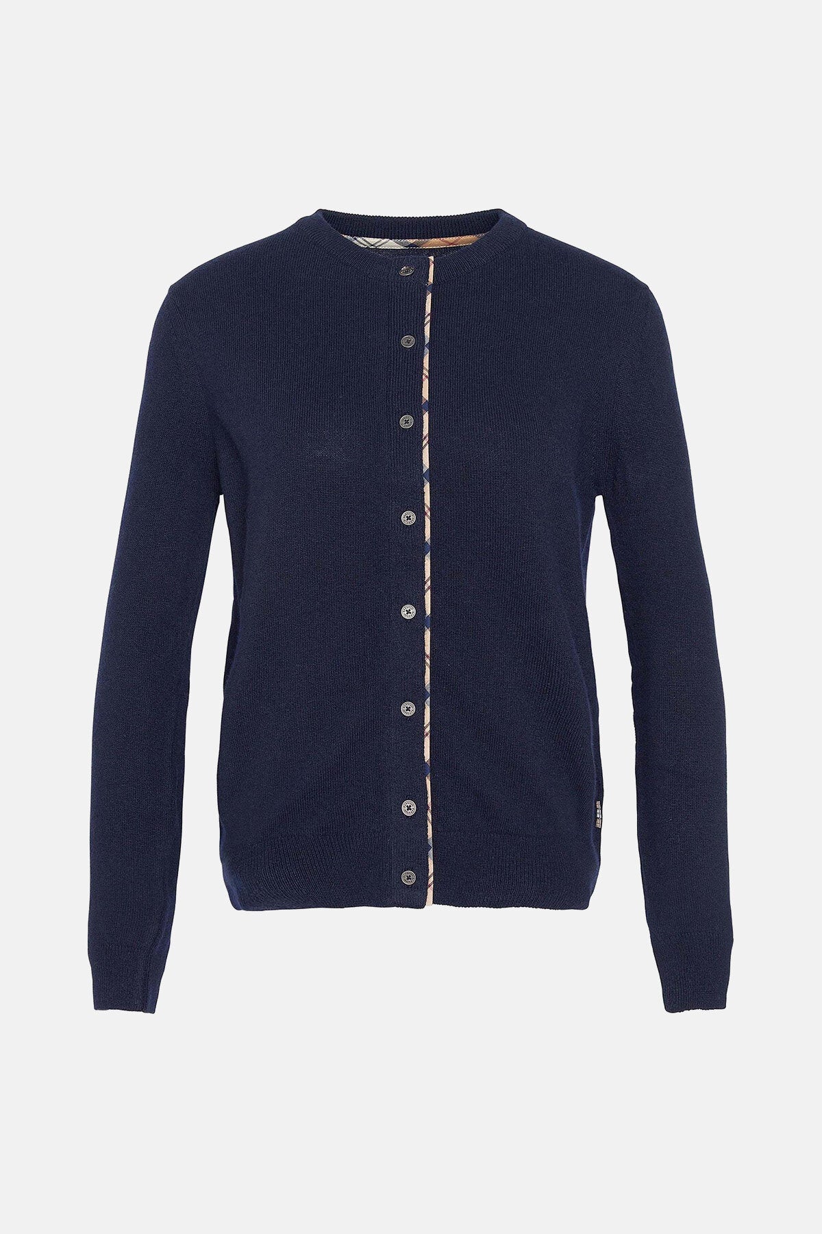 Pendle Knitted Cardigan - NAVY/HESSIAN TARTAN