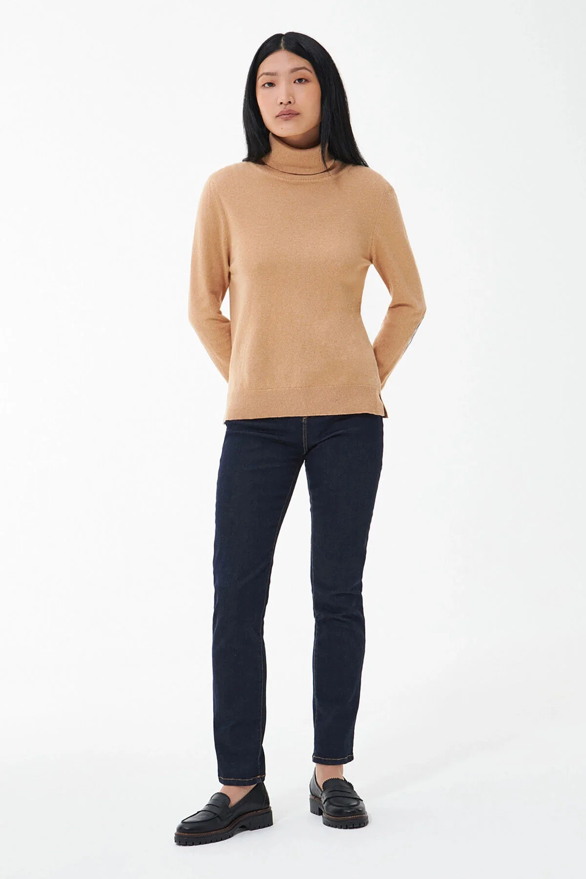 Roll Collar Sweater - CARAMEL HESSIAN TART