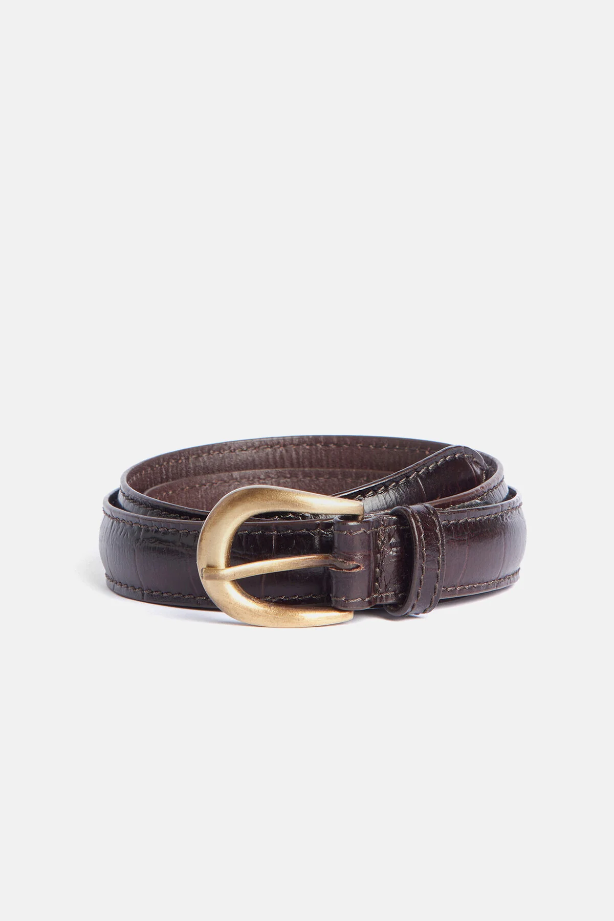 Faux Croc Belt - BLACK CHERRY
