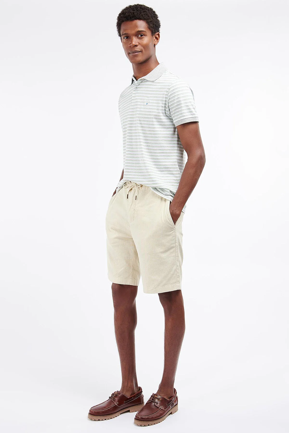 Linen Cotton Mix Shorts - LT STONE
