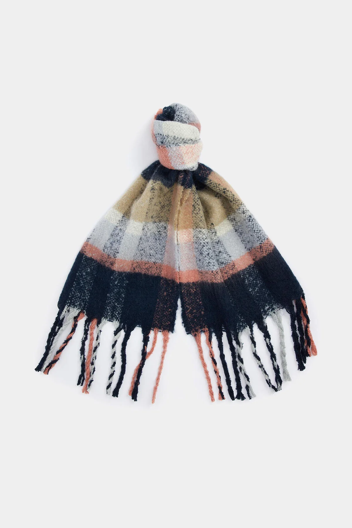 Rawson Check Scarf - NAVY/PINK RUST