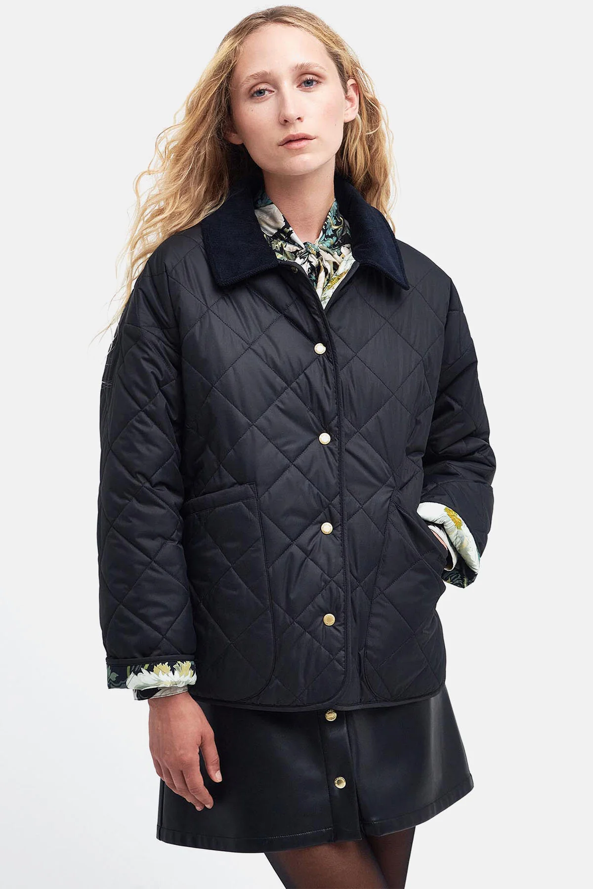 Daintry Reversible Quilted Jacket - BLACK/PAPAVERA