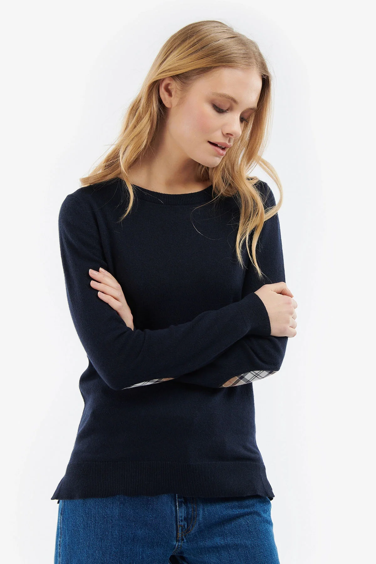 Pendle Crew Knit Sweatshirt - NAVY ROSEWOOD