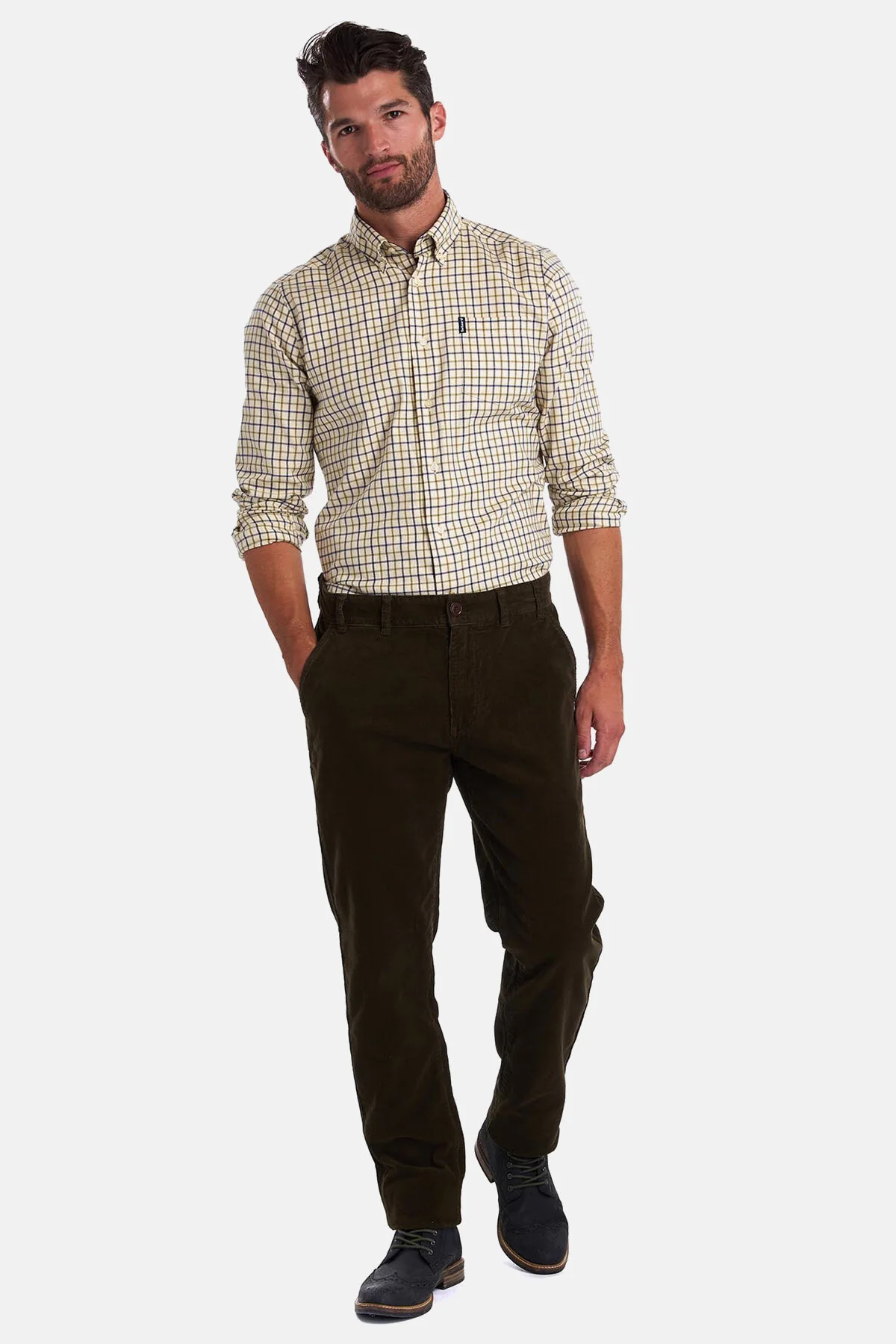 Neuston Stretch Cord Trouser - DK OLIVE