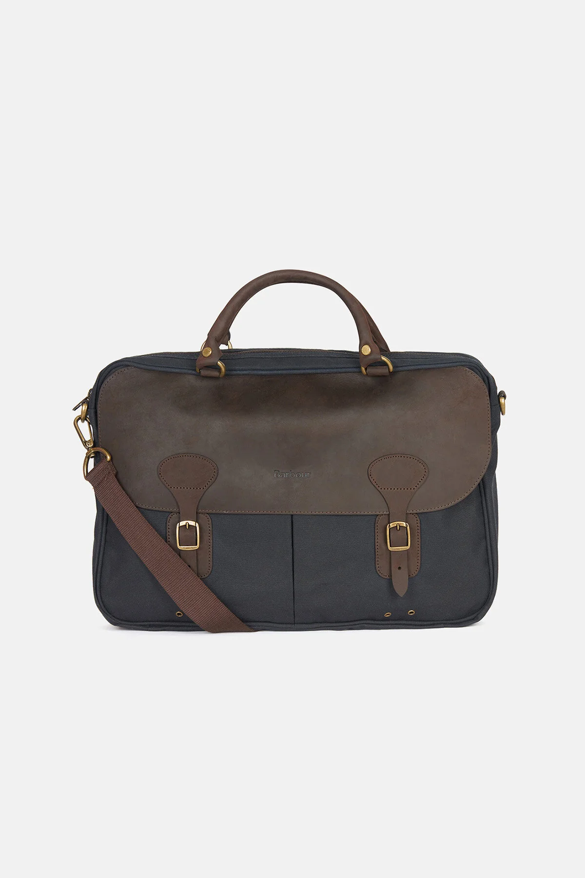Wax Leather Briefcase - NAVY