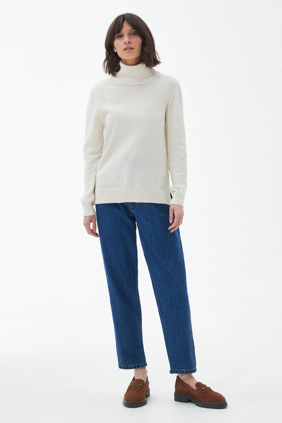 Pendle Roll-Neck Sweatshirt - CREAM/FAWN