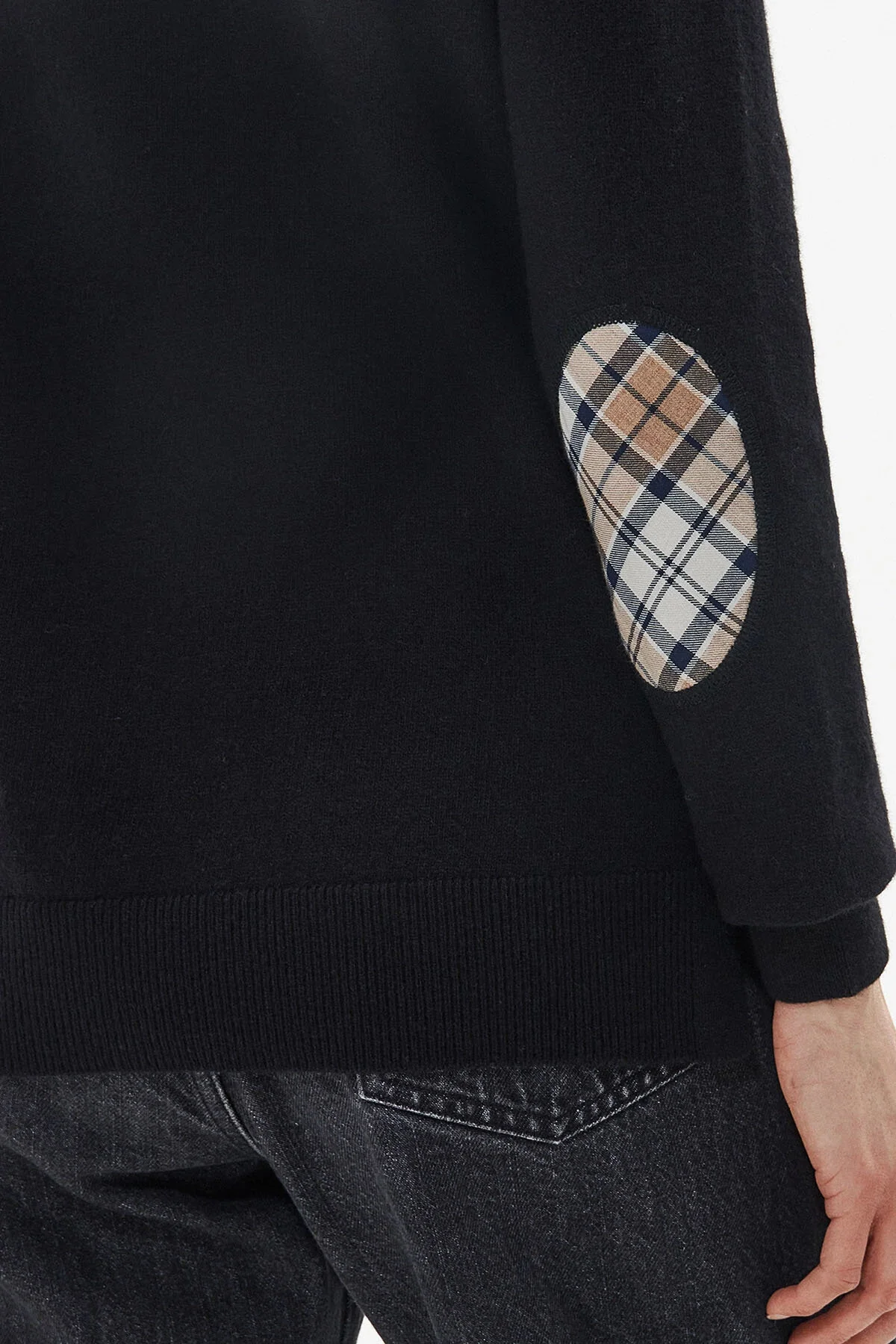 Roll Collar Sweater - BLACK HESSIAN TARTAN